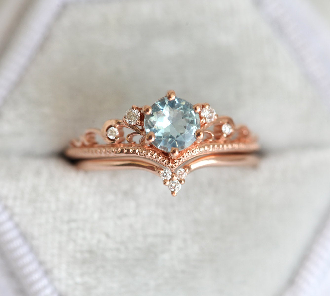 Aquamarine Engagement Ring Set