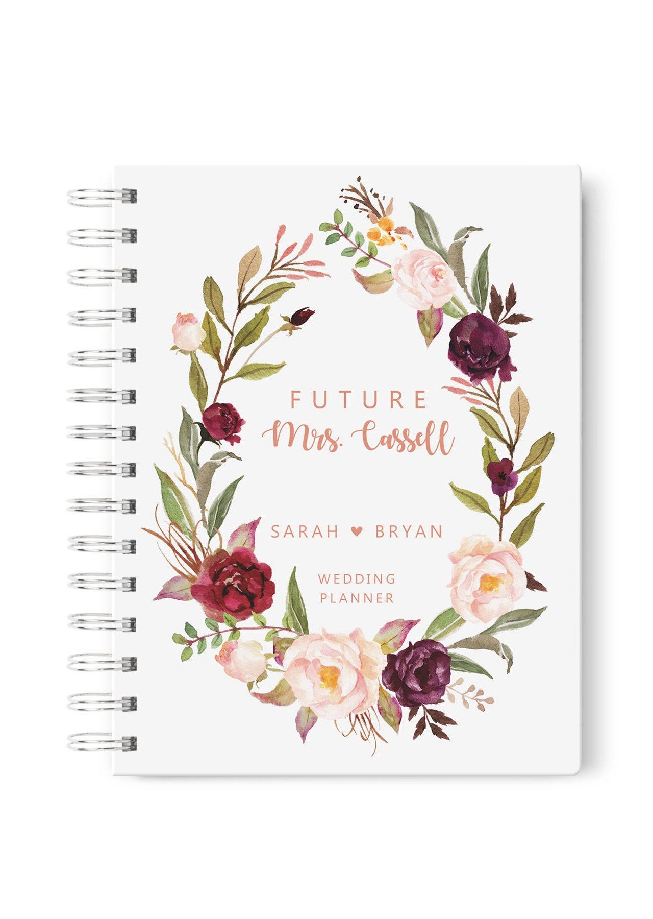 Maroon Floral Wedding Planner Book