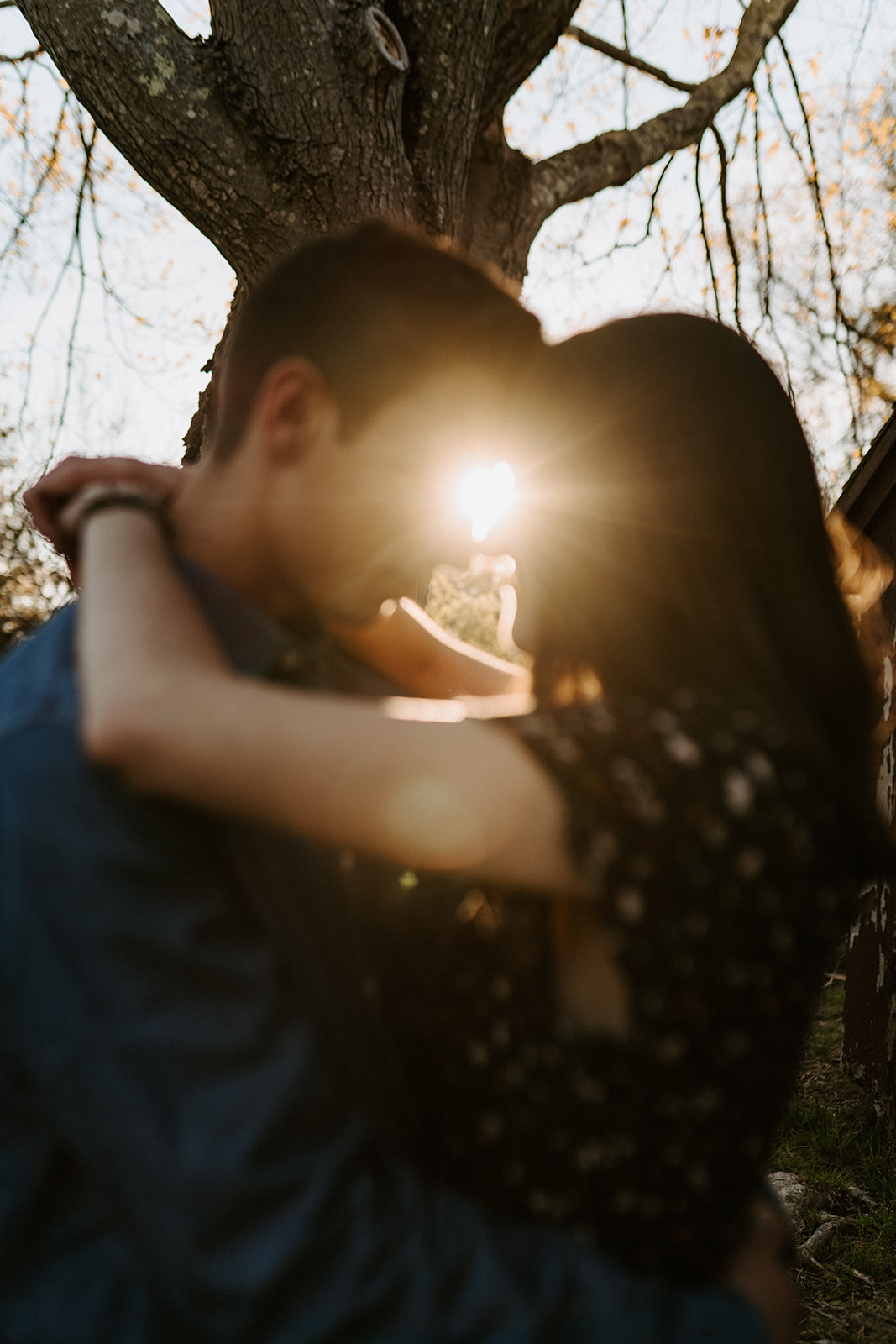 couple hugging during engagement session