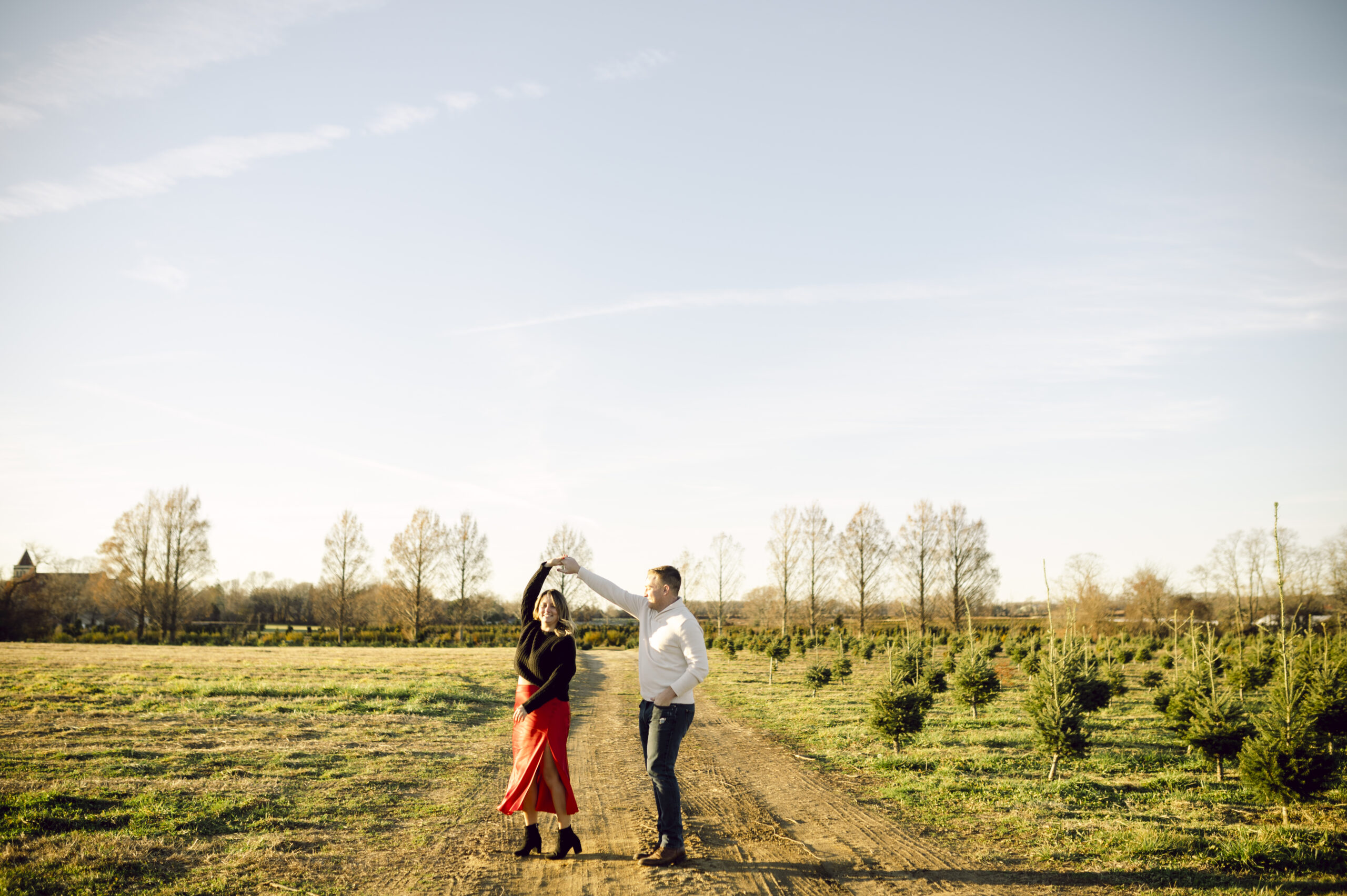 Romantic Christmas Tree Farm Engagement